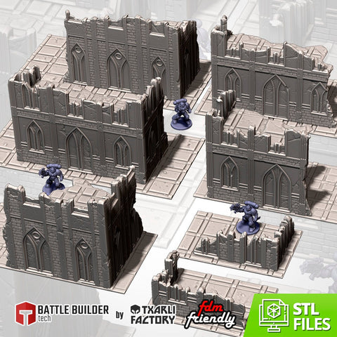 City Classic Ruins GW 10th 3D printed terrain view 1