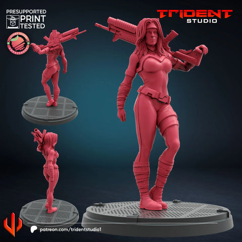 Silver Sable - Sculpt B Marvel MCP-compatible 40mm resin proxy miniature by Trident Miniatures - product image 1
