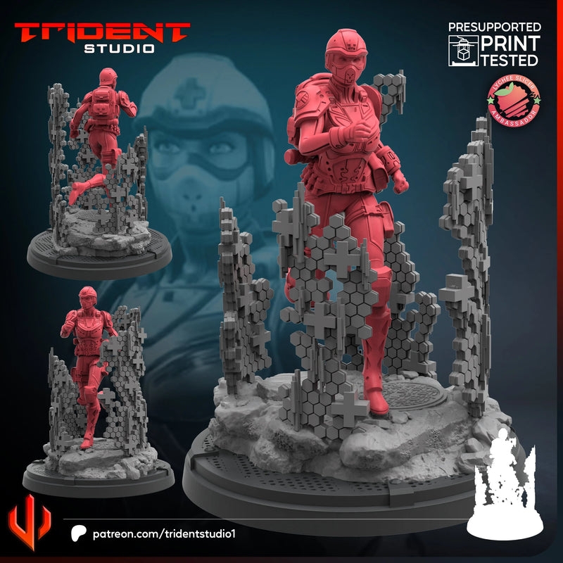 SHIELD Medic Female Marvel MCP-compatible 40mm resin proxy miniature by Trident Miniatures - product image 1