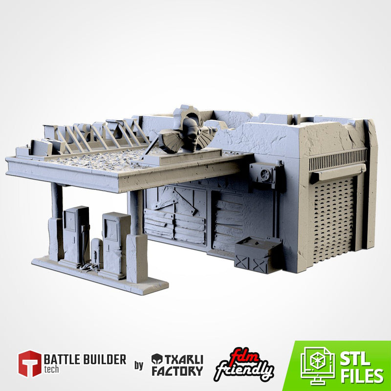 Gas Station 3D printed terrain view 1