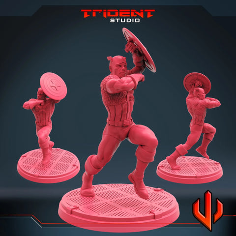 Captain America - Sculpt C Marvel MCP-compatible 40mm resin proxy miniature by Trident Miniatures - product image 1