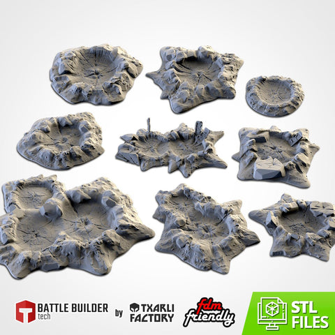 Craters 3D printed terrain view 1