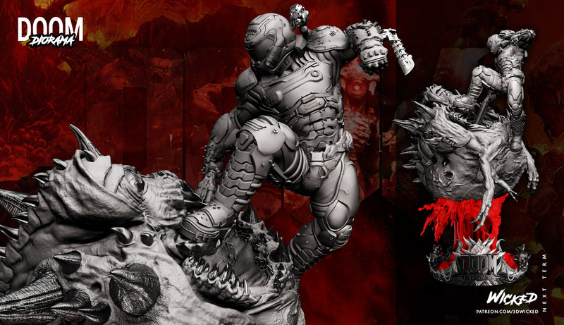 Doom Slayer Diorama resin diorama kit view 1