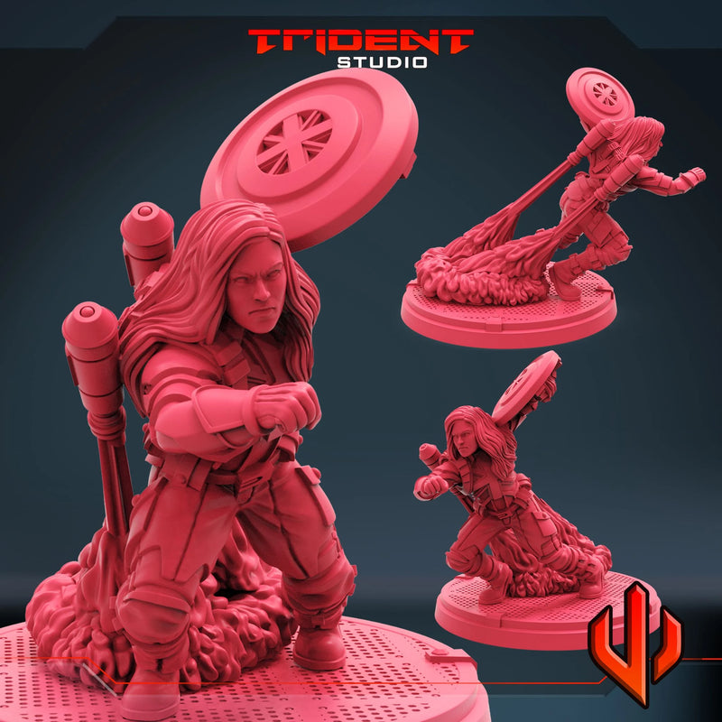 Captain Carter - Sculpt C Marvel MCP-compatible 40mm resin proxy miniature by Trident Miniatures - product image 1