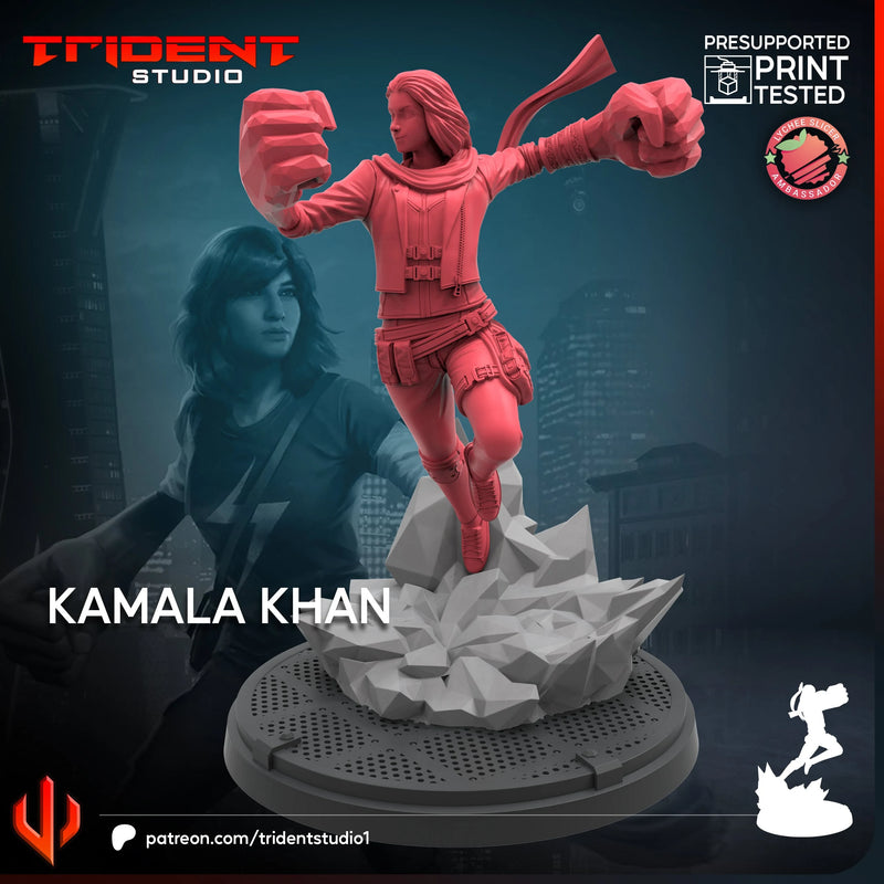 Kamala Khan Marvel MCP-compatible 40mm resin proxy miniature by Trident Miniatures - product image 1