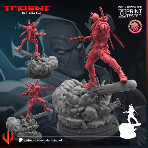Deadpool Rivals Marvel MCP-compatible 40mm resin proxy miniature by Trident Miniatures - product image 1