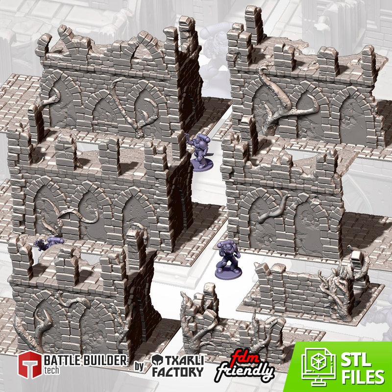 Abandoned Ruins GW 10th 3D printed terrain view 1