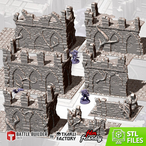 Abandoned Ruins GW 10th 3D printed terrain view 1