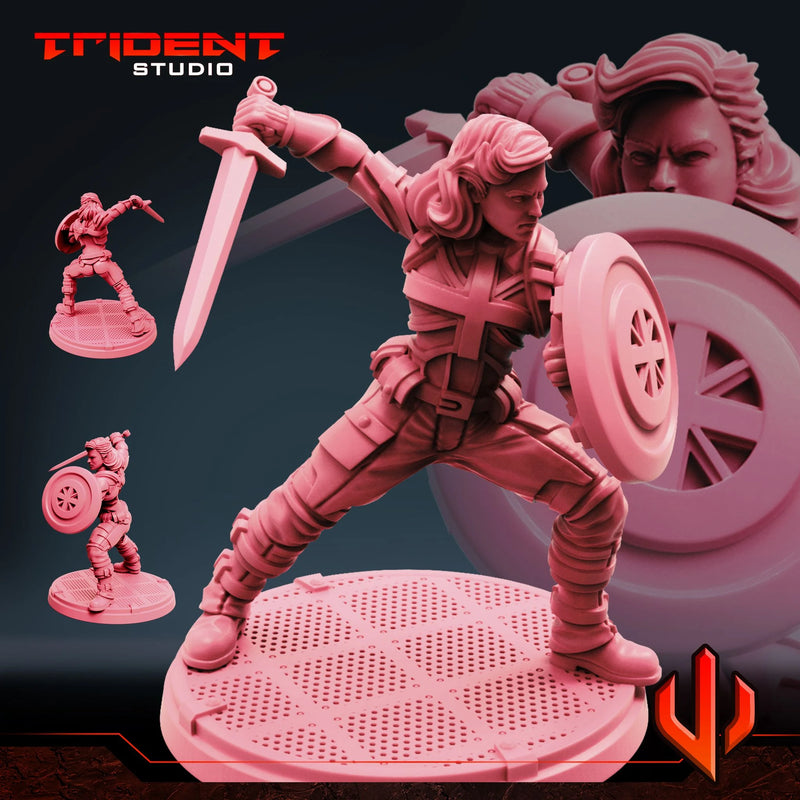 Captain Carter - Sculpt B Marvel MCP-compatible 40mm resin proxy miniature by Trident Miniatures - product image 1