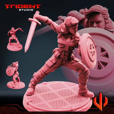 Captain Carter - Sculpt B Marvel MCP-compatible 40mm resin proxy miniature by Trident Miniatures - product image 1