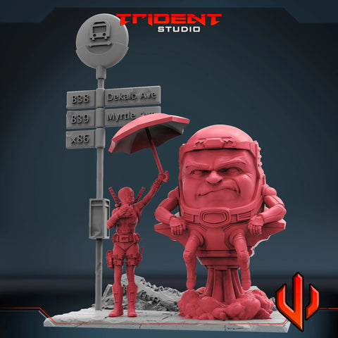 Gwenpool And MODOK Marvel MCP-compatible 40mm resin proxy miniature by Trident Miniatures - product image 1