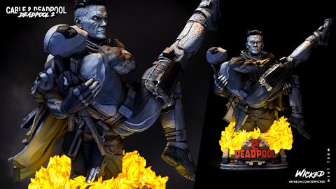 Deadpool and Cable Bust resin bust kit view 1