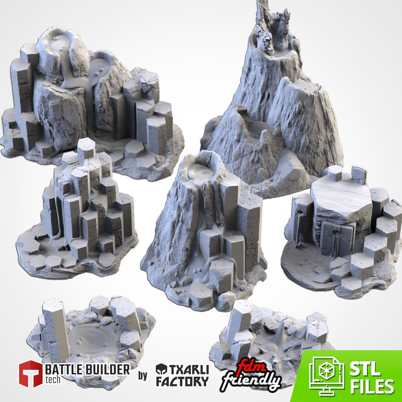 Basaltic Volcanoes 3D printed terrain view 1