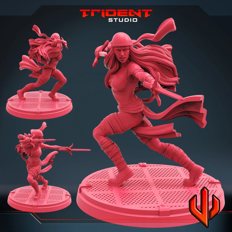 Elektra Marvel MCP-compatible 40mm resin proxy miniature by Trident Miniatures - product image 1