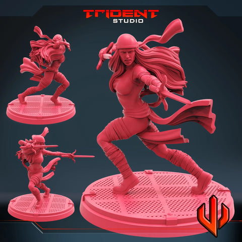 Elektra Marvel MCP-compatible 40mm resin proxy miniature by Trident Miniatures - product image 1