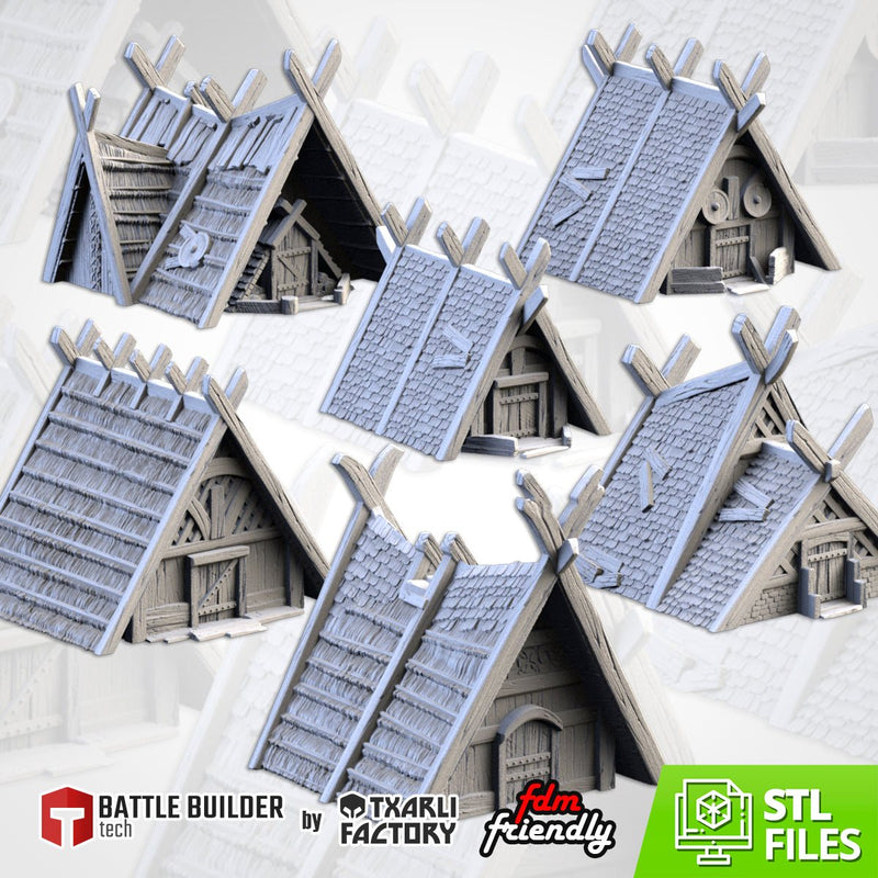 Viking Houses 3D printed terrain view 1