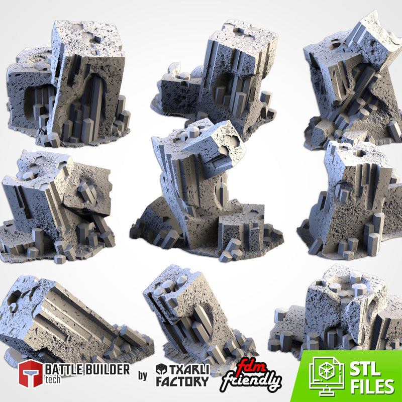 Basalt Crystals 3D printed terrain view 1