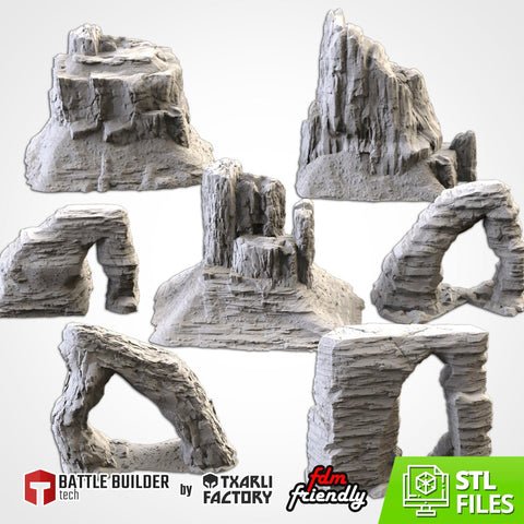 Desert Mountains 3D printed terrain view 1