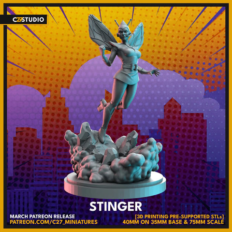 Wasp Marvel MCP-compatible resin miniature by C27 Studios - product image 1