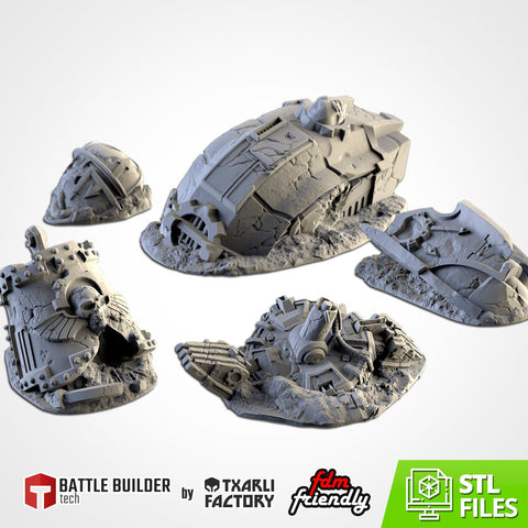 Destroyed Titan 3D printed terrain view 1