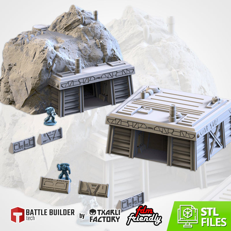 Bunkers 3D printed terrain view 1