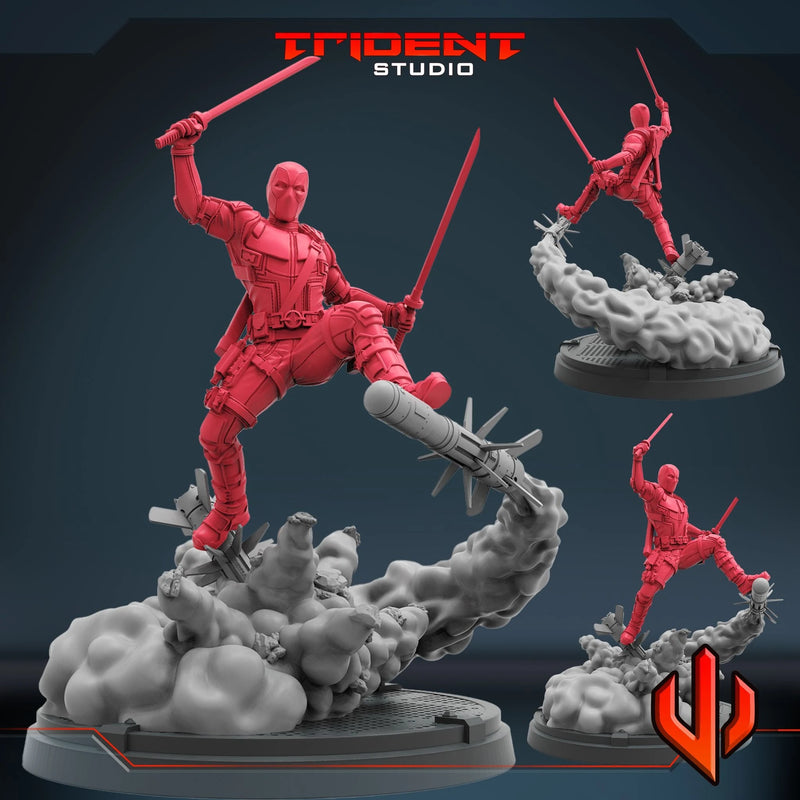Deadpool Marvel MCP-compatible 40mm resin proxy miniature by Trident Miniatures - product image 1