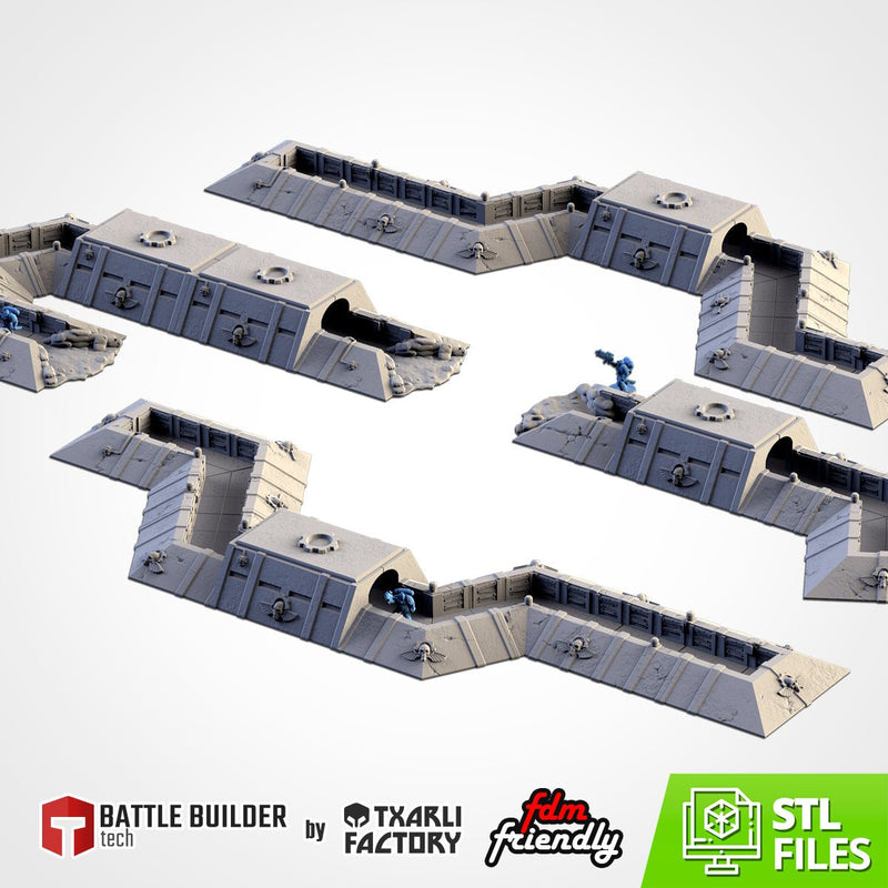Trenches 3D printed terrain view 1