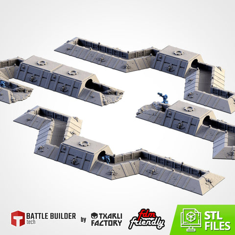 Trenches 3D printed terrain view 1