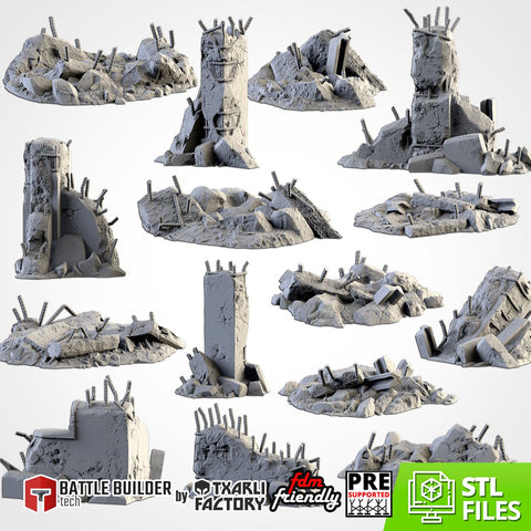 City Debris 3D printed terrain view 1