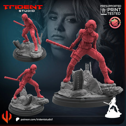 Yelena Thunderbolts Marvel MCP-compatible 40mm resin proxy miniature by Trident Miniatures - product image 1