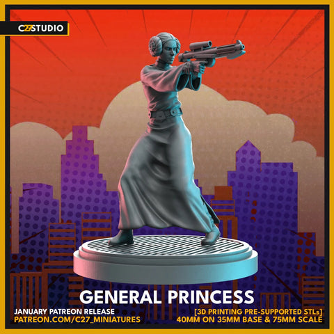 Leia Organa Star Wars Shatterpoint-compatible resin miniature by C27 Studios - product image 1