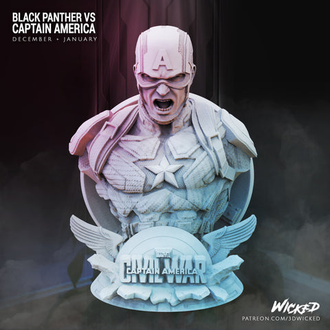 Captain America + Black Panther Busts resin bust kit view 1
