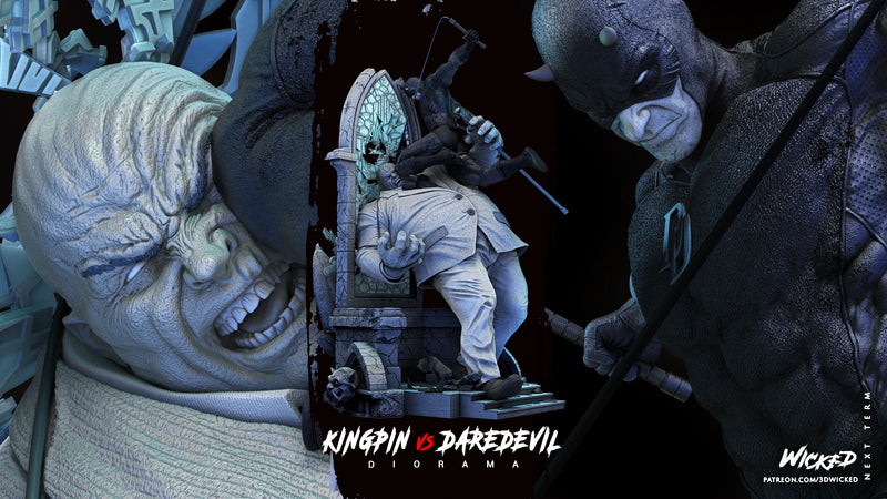 Daredevil and Kingpin Sculptures DIORAMA COMPLETE resin diorama kit view 1