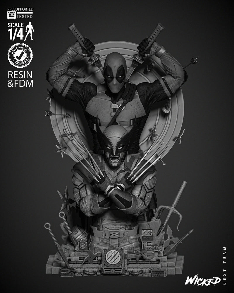 Deadpool and Wolverine 2024 Bust Diorama resin bust kit view 1