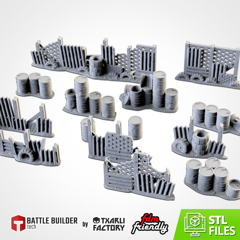 Post-Apocalyptic Barricades 3D printed terrain view 1