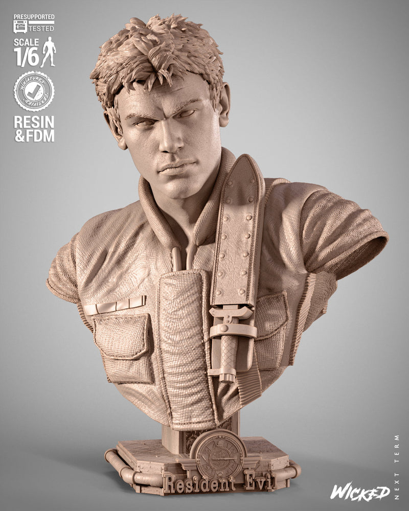 Chris Resident Evil Portrait Bust resin bust kit view 1