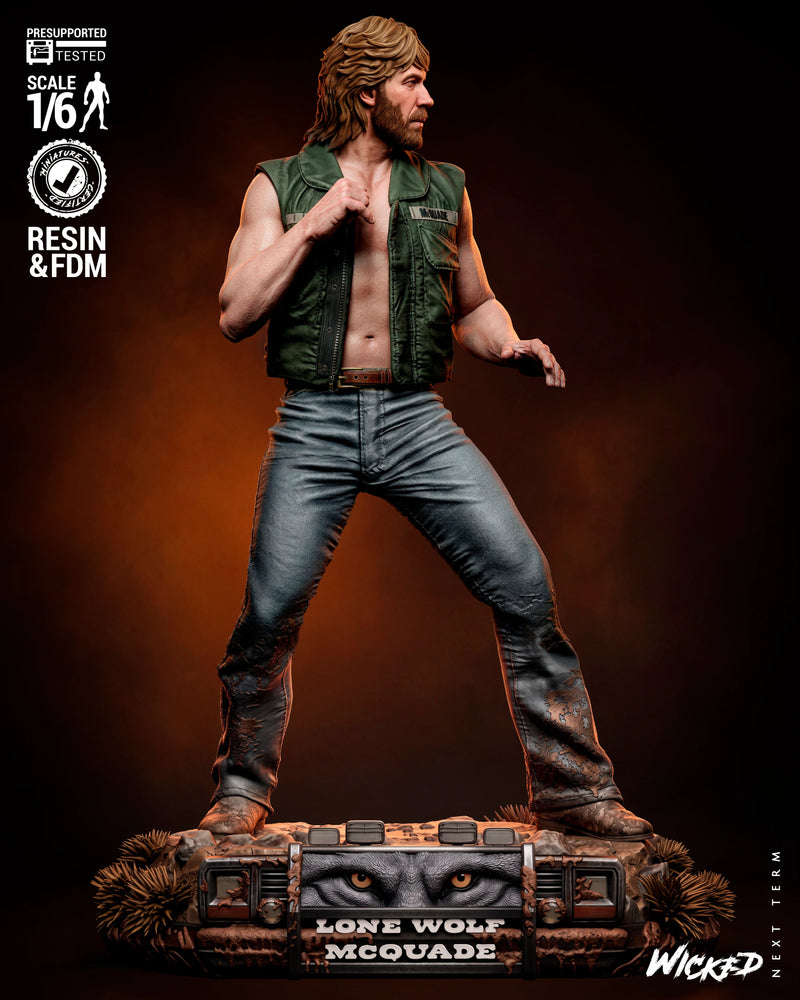 Chuck Norris Lone Wolf Sculpture resin statue kit view 1
