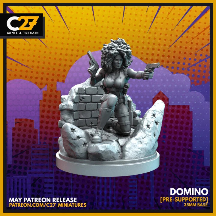 Domino (Zaza Beets Head) Marvel MCP-compatible resin miniature by C27 Studios - product image 1