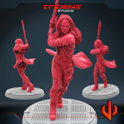 Gamora - Sculpt B Marvel MCP-compatible 40mm resin proxy miniature by Trident Miniatures - product image 1
