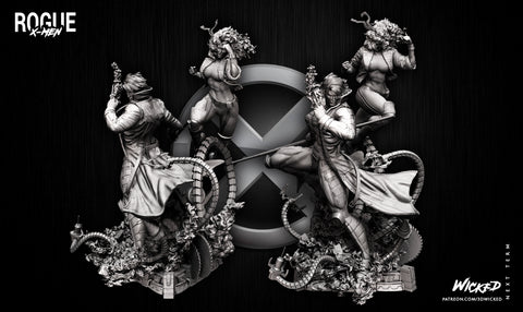 DIORAMA BASE + Rogue Sculpture + Gambit Sculpture resin diorama kit view 1