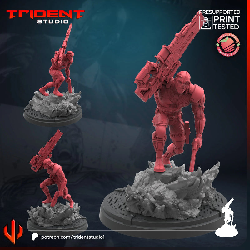 Deathlok Marvel MCP-compatible 40mm resin proxy miniature by Trident Miniatures - product image 1