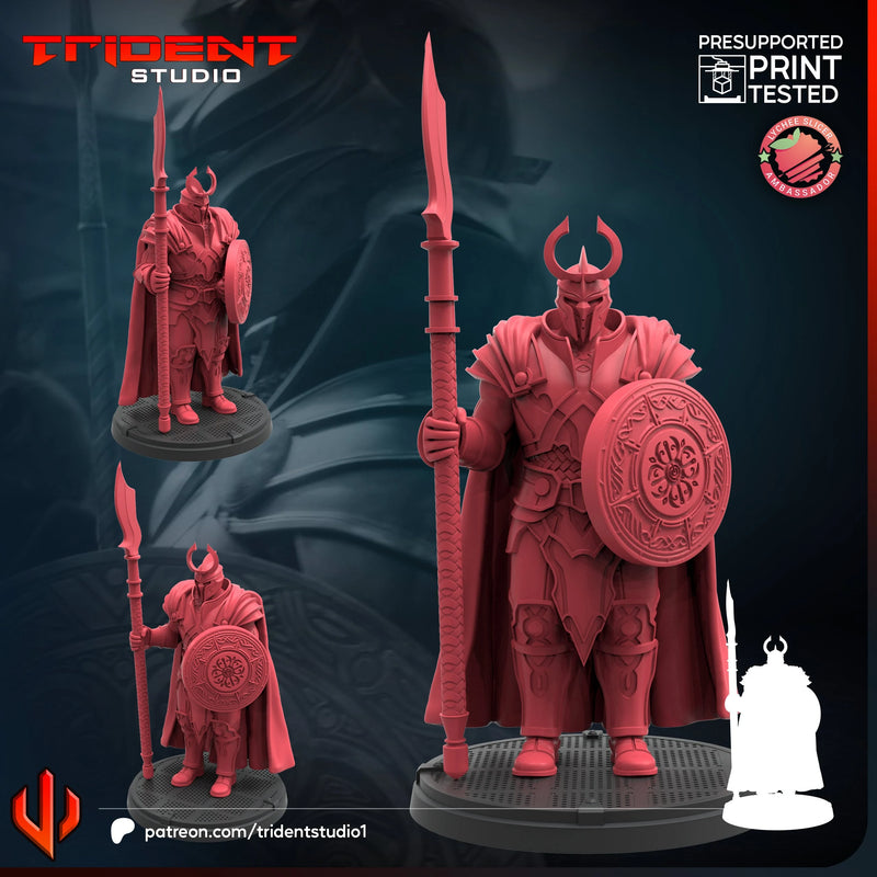 Asgardian Spear Knight Marvel MCP-compatible 40mm resin proxy miniature by Trident Miniatures - product image 1