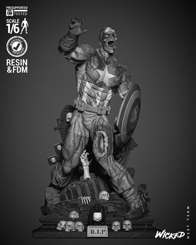 Captain America Zombie Sculpture resin statue kit view 1
