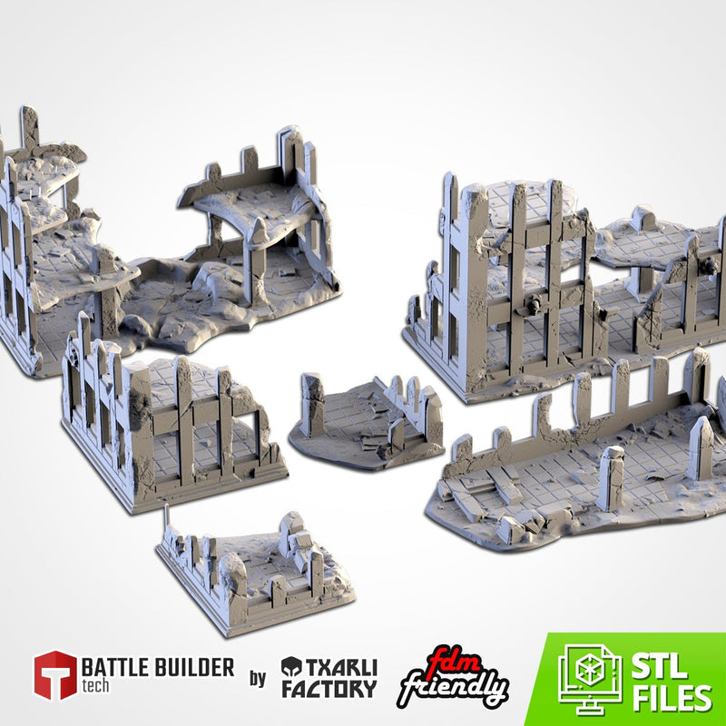 City Ruins 3D printed terrain view 1