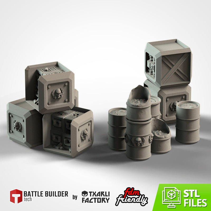 Barrels and Cubes 3D printed terrain view 1