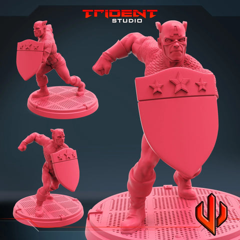 Captain America - Sculpt B Marvel MCP-compatible 40mm resin proxy miniature by Trident Miniatures - product image 1