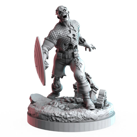 Zombie Captain America Marvel MCP-compatible resin miniature by C27 Studios - product image 1