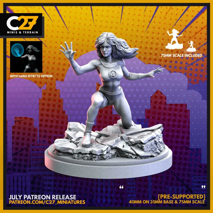 Invisible Woman (Jul 2022 Sculpt) Marvel MCP-compatible resin miniature by C27 Studios - product image 1