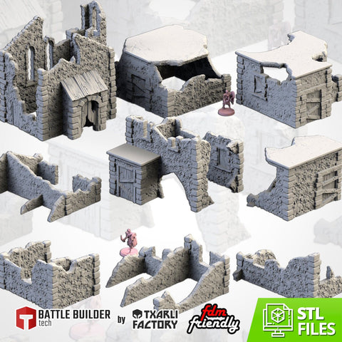 Abandoned Town 3D printed terrain view 1