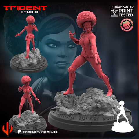 Misty Knight Marvel MCP-compatible 40mm resin proxy miniature by Trident Miniatures - product image 1